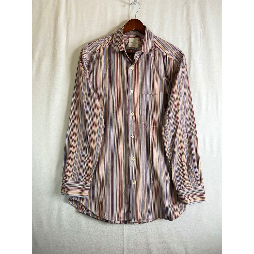 Paul Smith Mens Signature Stripe Button Down Shirt Made in Italy Small Preppy